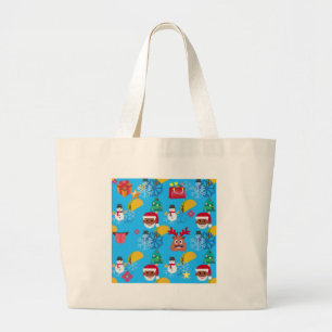black santa taco christmas large tote bag