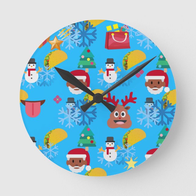 black santa taco christmas round clock (Front)