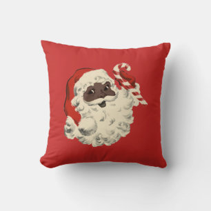Black Santa with Candy Cane Cushion