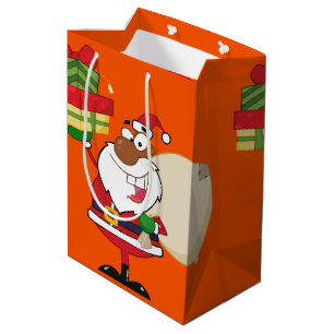 Black Santa with Gifts Medium Gift Bag