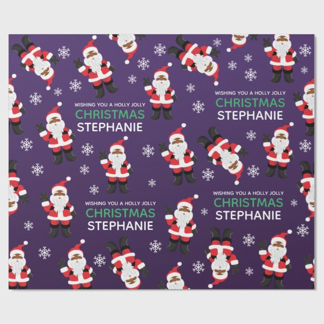 Black Santa Wrapping Paper (Flat)