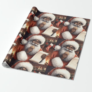 Black Santa Wrapping Paper