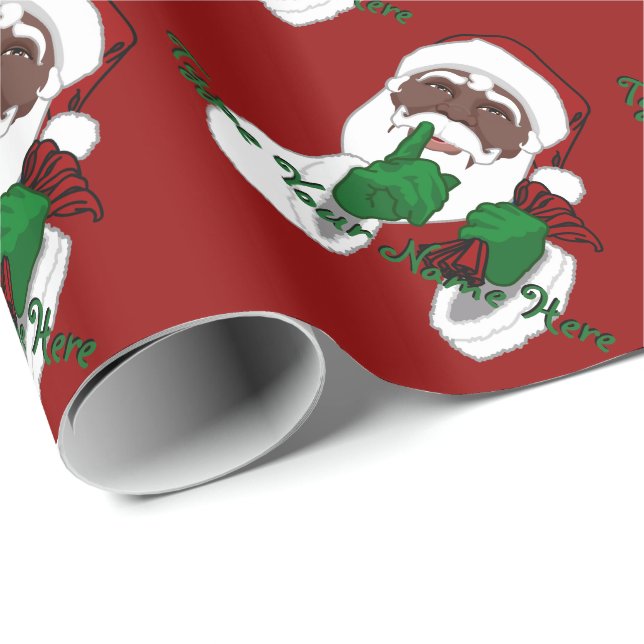 Black Santa Wrapping Paper Custom Christmas Paper (Roll Corner)
