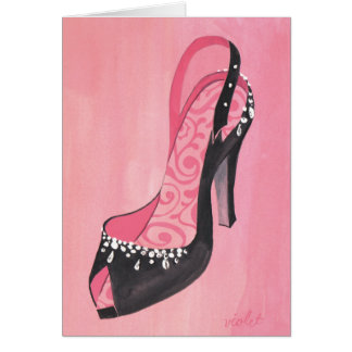 "Black Satin Sling-Back Pump" card