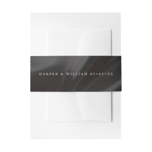 Black satin wedding Invitation Belly Band