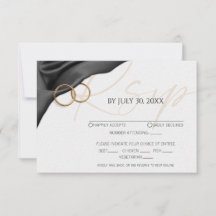 Black Satin with Wedding Rings Response Card