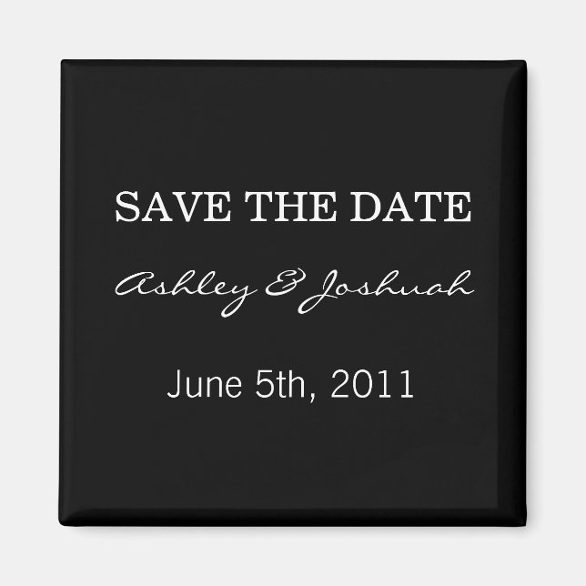 Black Save The Date Magnets (Front)