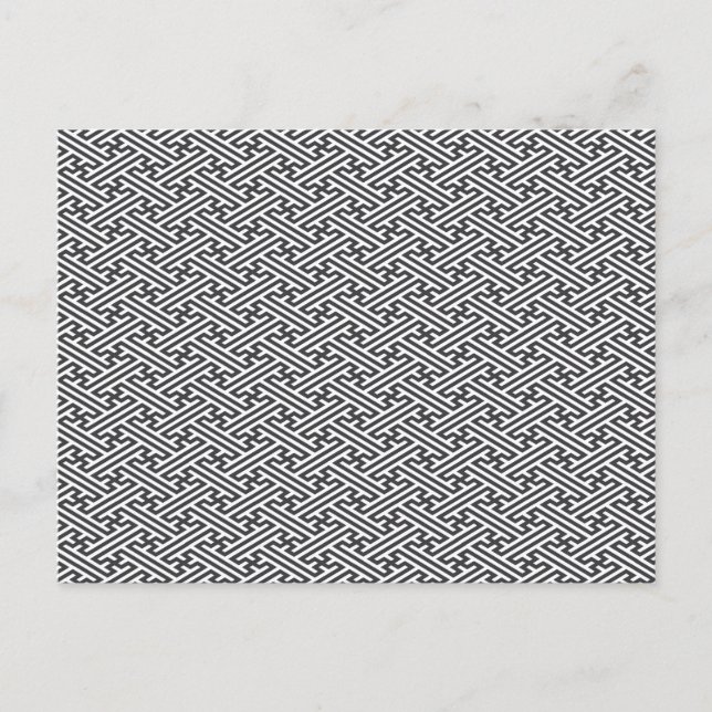 Black Sayagata Pattern Invitation Postcard (Front)