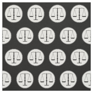 Black Scales of Justice Fabric