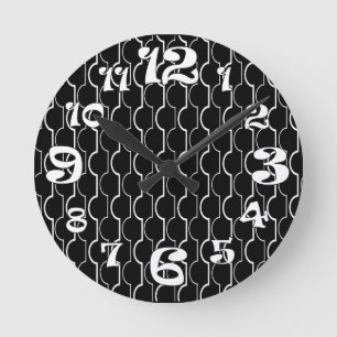 Black Scallops Round Clock