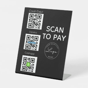 Black Scan to pay QR Code Contactless Sign