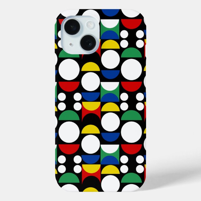 Black Scandinavian Bauhaus Mid-Century Pattern Case-Mate iPhone Case (Back)