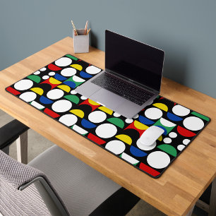 Black Scandinavian Bauhaus Mid-Century Pattern Desk Mat