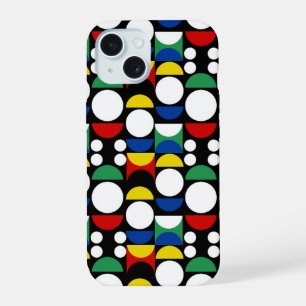 Black Scandinavian Bauhaus Mid-Century Pattern iPhone 15 Case