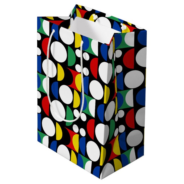 Black Scandinavian Bauhaus Mid-Century Pattern Medium Gift Bag (Creator Uploaded)