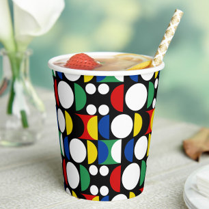 Black Scandinavian Bauhaus Mid-Century Pattern Paper Cups