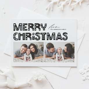 Black Scandinavian Two Photo Christmas Holiday Postcard