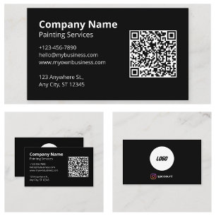 Black Scannable QR Code Painter Business Card