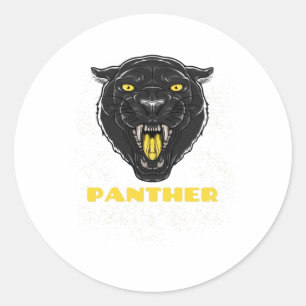 Black Scary Panther Classic Round Sticker