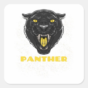 Black Scary Panther Square Sticker