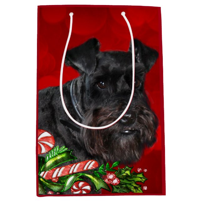 Black Schnauzer Christmas Medium Gift Bag (Front)