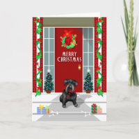 Black Schnauzer Dog Merry Christmas Holiday Card