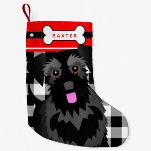 Black Schnauzer Dog Old Fashioned Plaid Small Chri Christmas Stocking