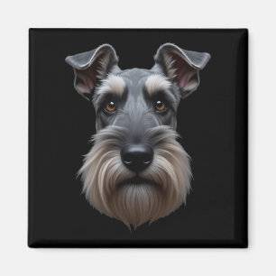 Black Schnauzer Dog Schnauzer Face Magnet