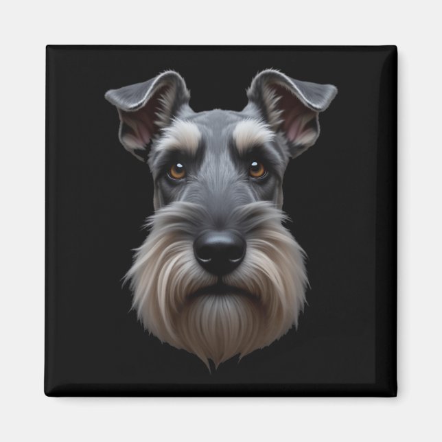 Black Schnauzer Dog Schnauzer Face  Magnet (Front)