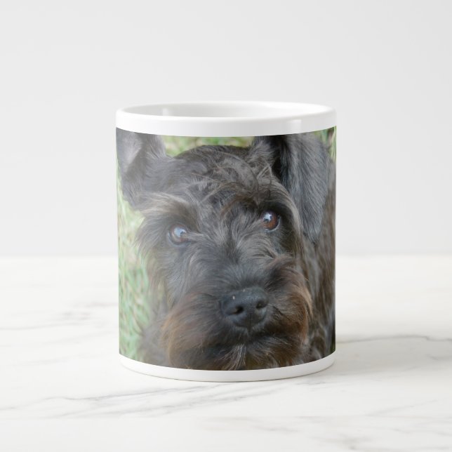 Black Schnauzer Large Coffee Mug (Front)