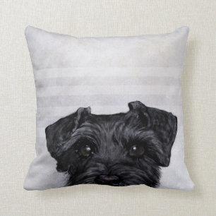 black schnauzer original painting print by Miart Cushion
