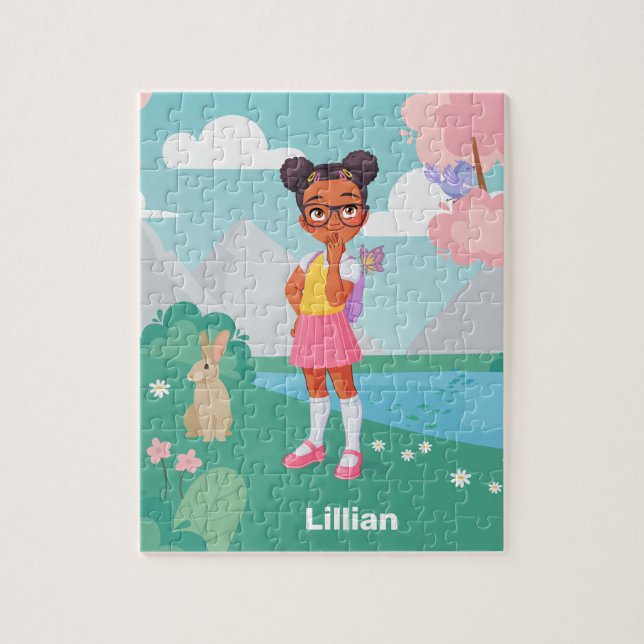 Black School Girl Personalised Jigsaw Puzzle (Vertical)