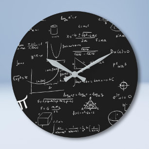 Black School Handwritten Math Equations Large Clock