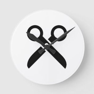 Black Scissors icon Round Clock
