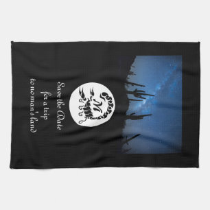 Black Scorpion Silhouette Monogram Photo Tea Towel