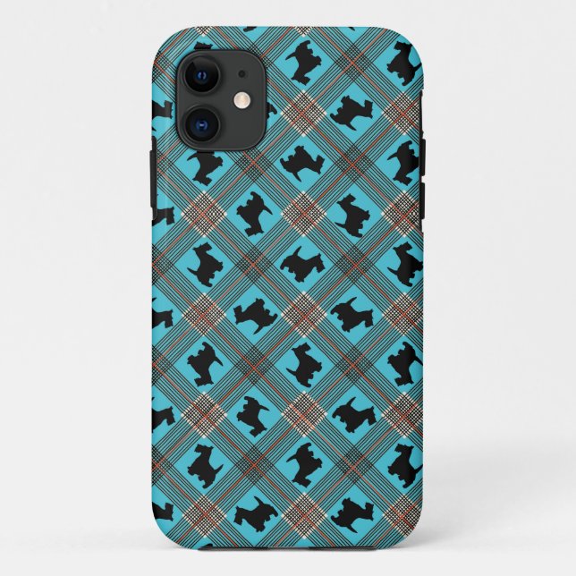 Black Scottie Dog Plaid Tartan Case-Mate iPhone Case (Back)