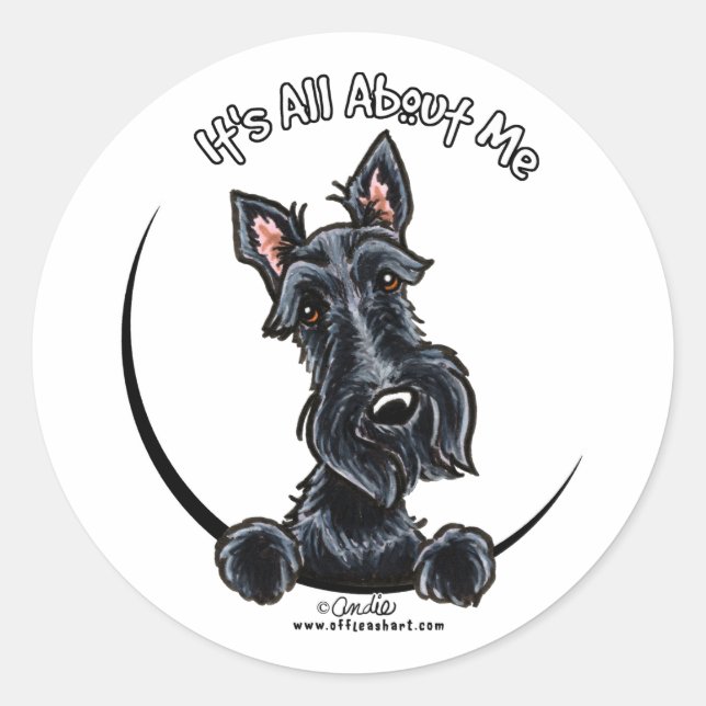 Black Scottie IAAM Classic Round Sticker (Front)