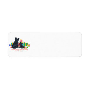Black Scottie & Pup Christmas Return Address Label