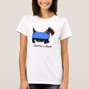 Black Scottie Terrier Dog Blue Name Personalised T-Shirt