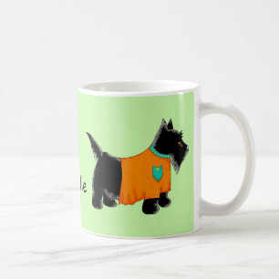 Black Scottie Terrier Dog Orange Name Personalised Coffee Mug