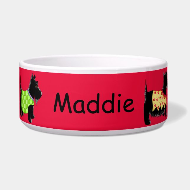 Black Scottie Terrier Dogs Name Personalised Red (Front)