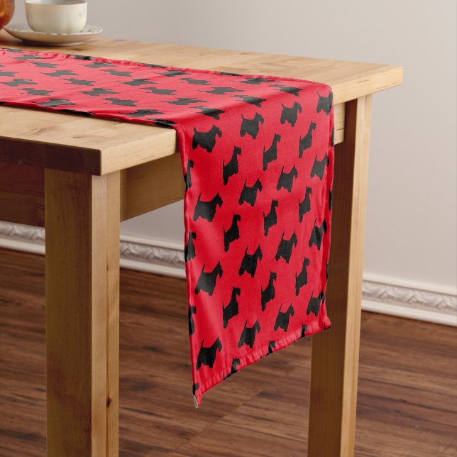 Black Scotties Personalise Short Table Runner (In Situ)