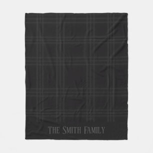 Black Scottish Tartan Personalized Custom Family  Fleece Blanket