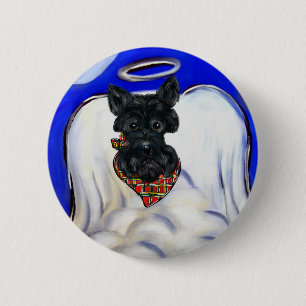 Black Scottish Terrier Angel 6 Cm Round Badge