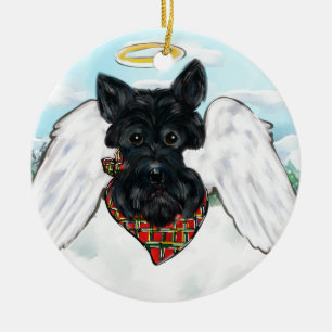 Black Scottish Terrier Angel Ceramic Ornament