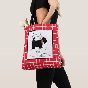 Black Scottish Terrier Dog Love My Scottie Tote Bag