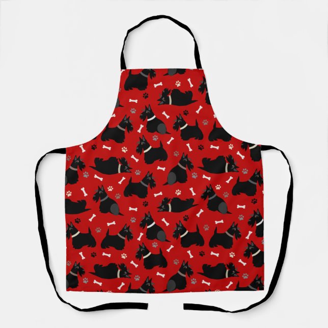 Black Scottish Terrier Paws and Bones Apron (Front)