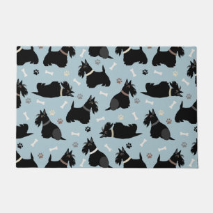 Black Scottish Terrier Paws and Bones Doormat