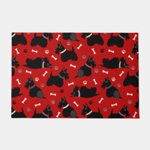 Black Scottish Terrier Paws and Bones Doormat