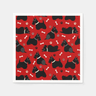 Black Scottish Terrier Paws and Bones Napkins